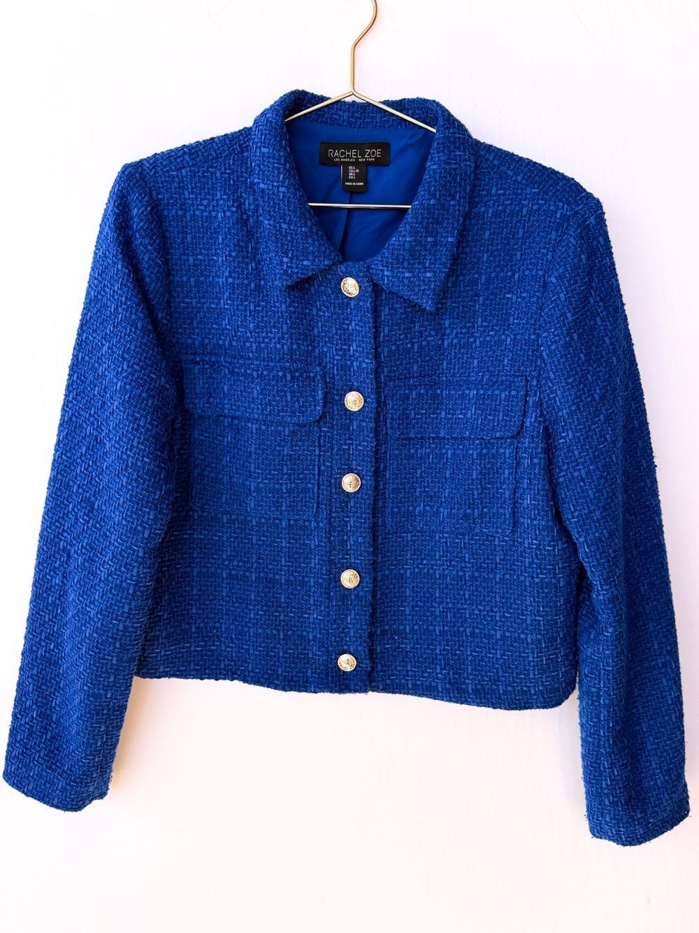 NWOT Rachel Zoe Royal Blue Tweed Blazer Jacket Large